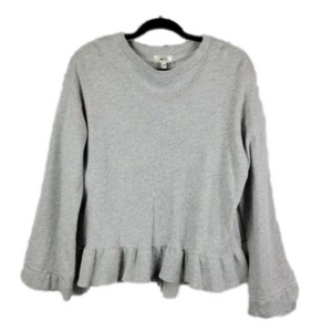 NYTT peplum top women small Heather grey peplum sweatshirt with bell sleeves NWT